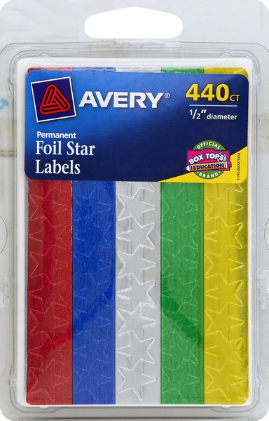 Avery Foil Star Labels, Permanent