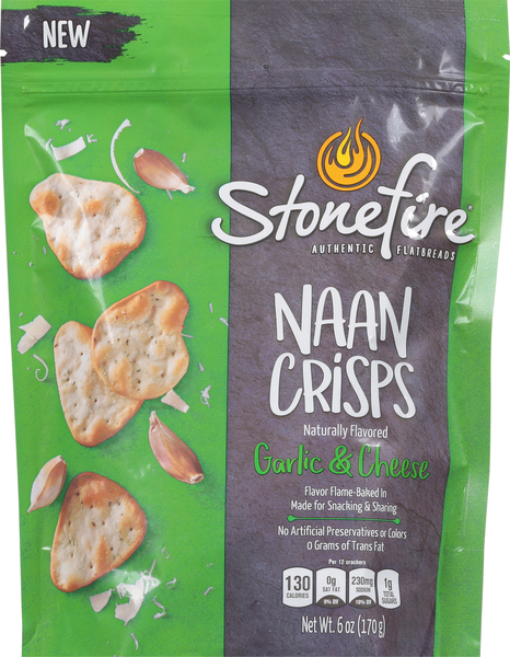 Stonefire Naan Crisps, Garlic & Cheese