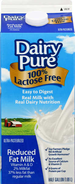 Dairy Pure Milk, 100% Lactose Free, Reduced Fat, 2% Milkfat