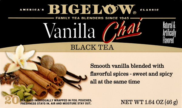 Bigelow Black Tea, Vanilla Chai, Bags