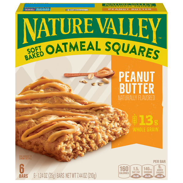 Nature Valley Squares, Peanut Butter, Soft Baked, Oatmeal