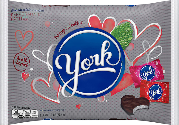York Peppermint Patties, Heart Shaped, Dark Chocolate Covered