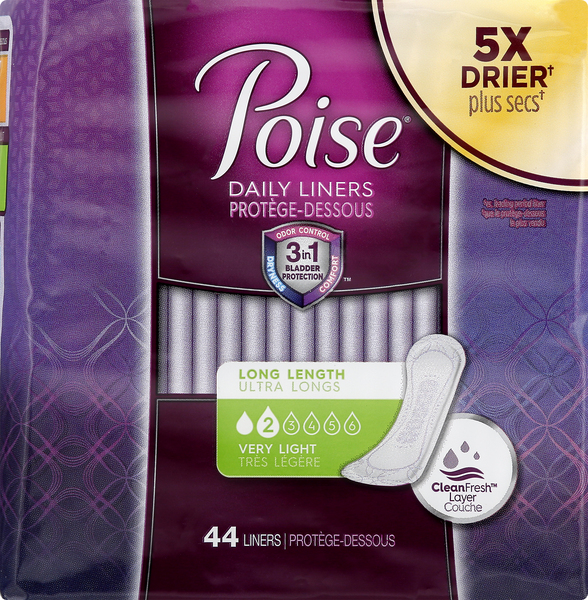 Poise Daily Liners, Very Light 2, Long Length
