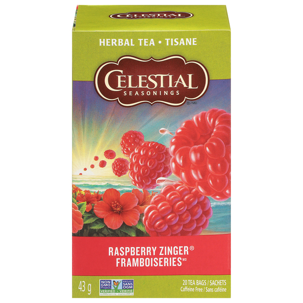 Celestial Seasonings Herbal Tea, Caffeine Free, Raspberry Zinger, Tea Bags