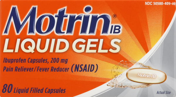 Motrin Ibuprofen, 200 mg, Liquid Gels