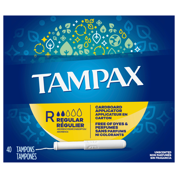 Tampax Tampons, Regular, Unscented