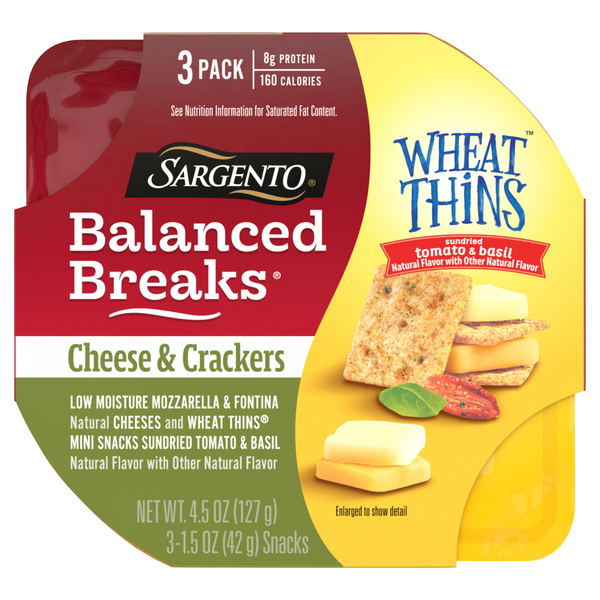 Sargento Balanced Breaks, Sundried Tomato & Basil, Wheat Thins, Cheese & Crackers, 3 Pack