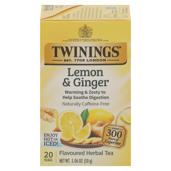 Twinings Herbal Tea, Lemon & Ginger, Bags