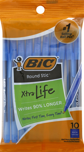 BiC Ball Pens, Xtra Life, Medium, Blue Ink