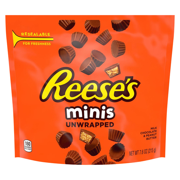 Reese's Peanut Butter Cups, Milk Chocolate, Minis, Unwrapped