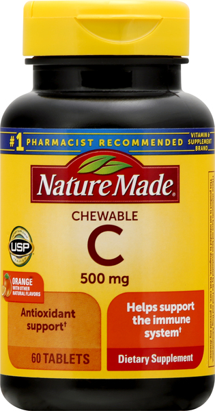 Nature Made Vitamin C, Chewable, 500 mg, Tablets, Orange