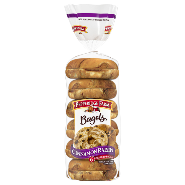 Pepperidge Farm Bagels, Cinnamon Raisin, Pre-Sliced