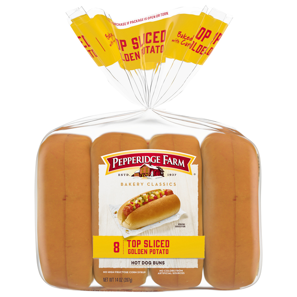 Pepperidge Farm Hot Dog Buns, Golden Potato, Top Sliced