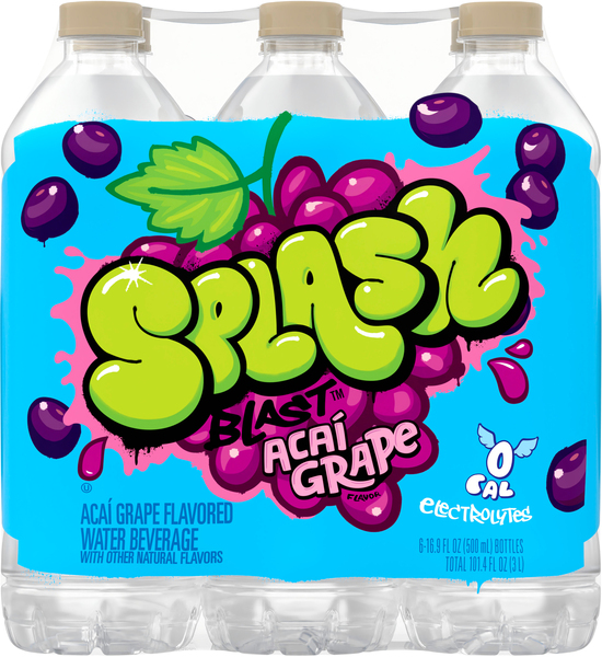 Splash Blast Water Beverage, Acai Grape Flavor