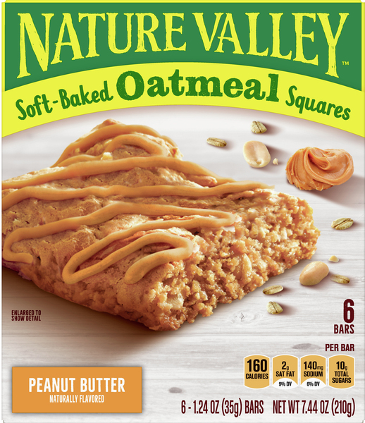 Nature Valley Oatmeal Squares, Soft-Baked, Peanut Butter