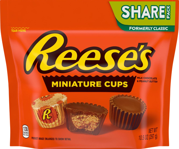 Reeses Miniature Cups, Milk Chocolate & Peanut Butter, Share Pack