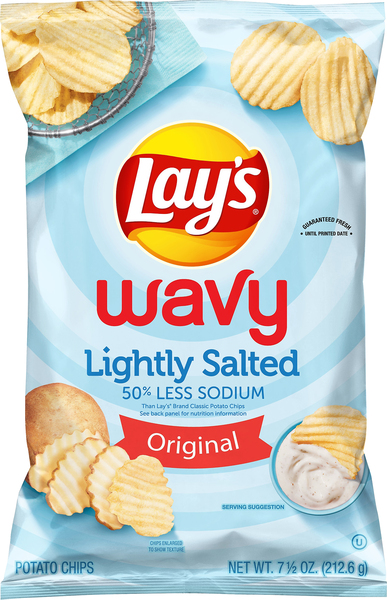 Lays Potato Chips, Lightly Salted, Original, Wavy