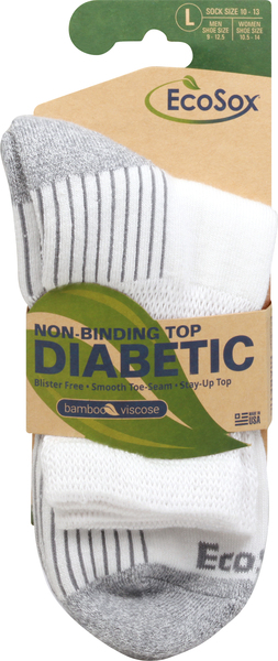 EcoSox Diabetic Socks, Non-Binding Top, Large