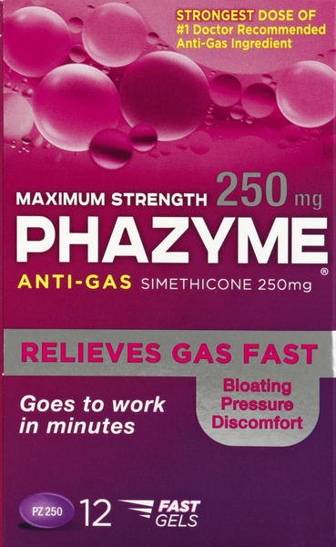 Phazyme Anti-Gas, Maximum Strength, 250 mg, Fast Gels