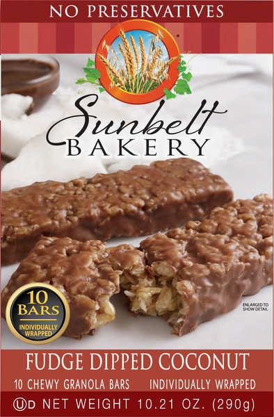 Sunbelt Bakery Granola Bars, Chewy, Fudge Dipped Coconut