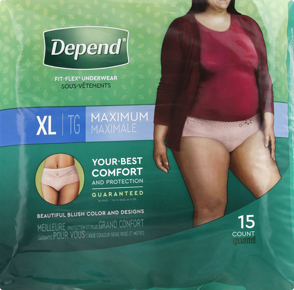 Depend for Women XL Maximum Absorbency Underwear, Blush Color