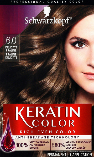 Keratin Color Permanent Hair Color, Delicate Praline 6.0