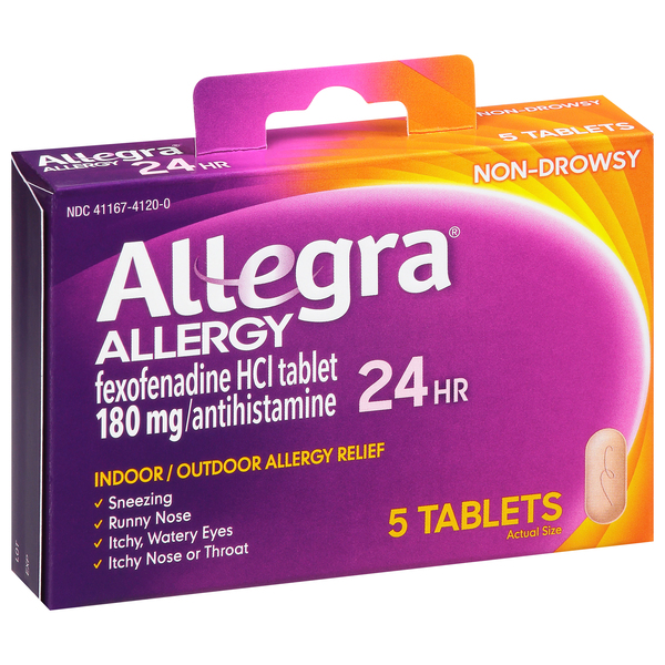 Allegra Allergy Relief, 180 mg, Indoor/Outdoor, Non-Drowsy, Tablets