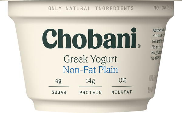 Chobani Yogurt, Greek, Non-Fat, Plain