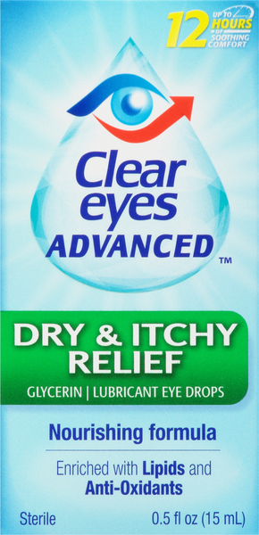 Clear Eyes Lubricant Eye Drops, Dry & Itchy Relief, Sterile