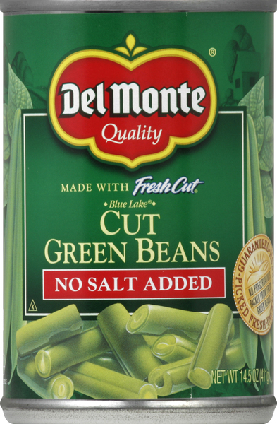 Del Monte Green Beans, Cut, Blue Lake, No Salt Added