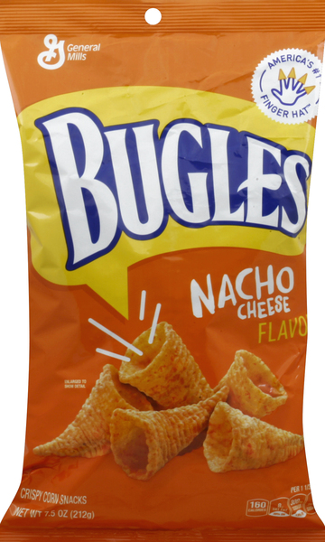 Bugles Corn Snacks, Crispy, Nacho Cheese Flavored