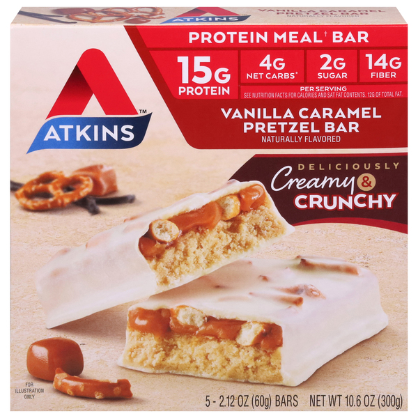 Atkins Protein Meal Bar, Creamy & Crunchy, Vanilla Caramel Pretzel