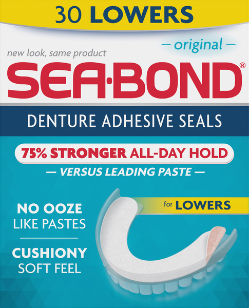 Sea Bond Denture Adhesive Wafers, Lowers, Original