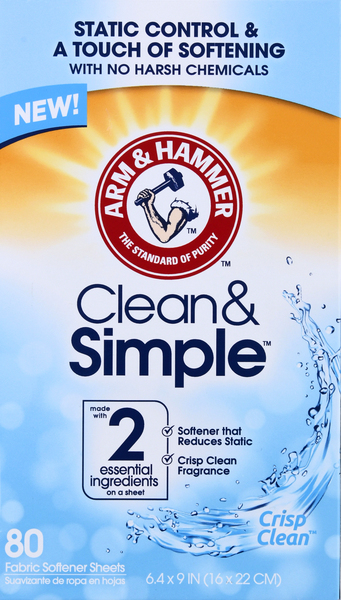 Arm & Hammer Fabric Softener Sheets, Crisp Clean