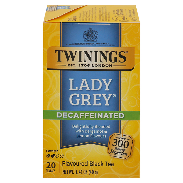 Twinings Black Tea, Lady Grey, Decaffeinated, Bags