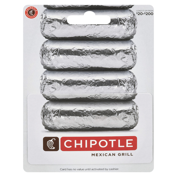 Chipotle Gift Card, Mexican Grill, $20-$200