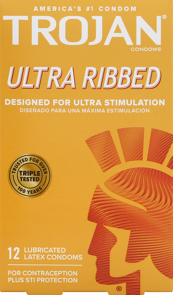 Trojan Latex Condoms, Lubricated, Ultra Ribbed