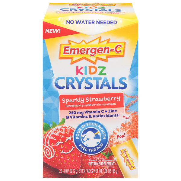 Emergen-C Vitamin C, 250 mg, Crystals, Sparkly Strawberry