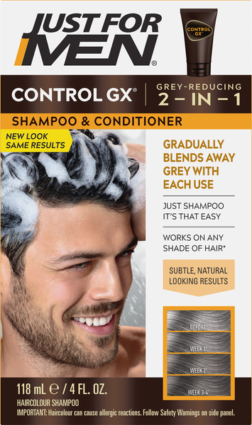 Just For Men Haircolour Shampoo and Conditioner, Grey Reducing, 2 in 1