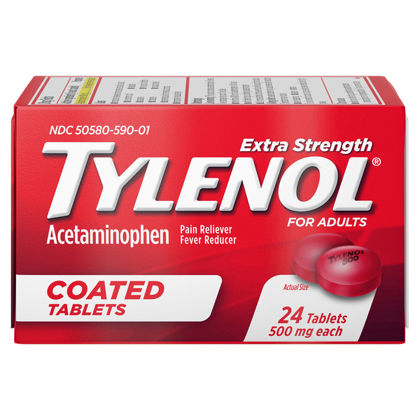 Tylenol Acetaminophen, Extra Strength, 500 mg, Coated Tablets