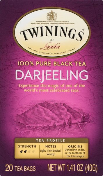 Twinings Black Tea, Pure, Darjeeling, Tea Bags