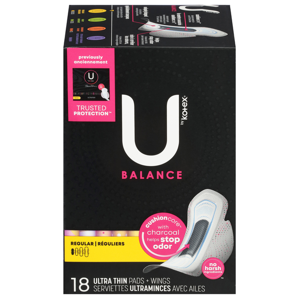 U by Kotex Pads + Wings, UItra Thin, Regular