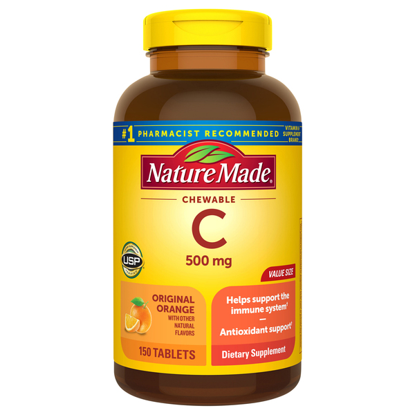 Nature Made Vitamin C, 500 mg, Chewable Tablets, Original Orange, Value Size