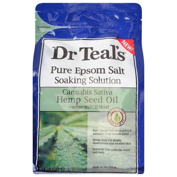 Dr Teal's Soaking Solution, Pure Epsom Salt, Cannabis Sativa Hemp Seed Oil