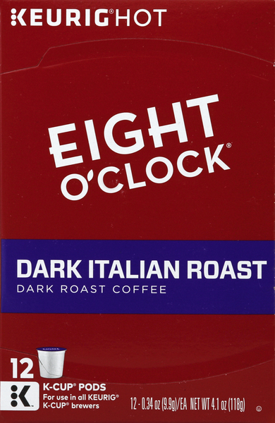 EIGHT O CLOCK Coffee, Dark Roast, Dark Italian Roast, K-Cup Pods
