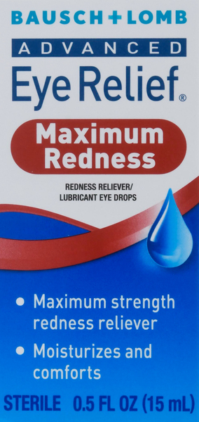 Bausch + Lomb Lubricant Eye Drops, Maximum Redness, Advanced, Sterile