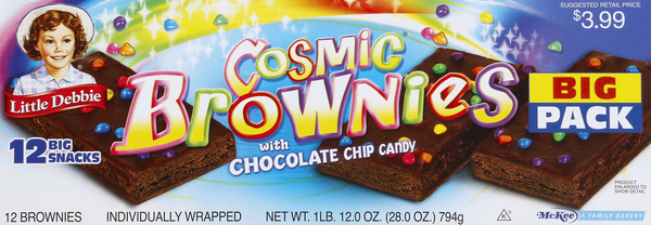 Little Debbie Brownies, Cosmic, with Chocolate Chip Candy, Big Pack