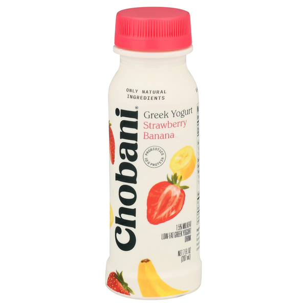 Chobani Yogurt Drink, Greek, Low-Fat, Strawberry Banana