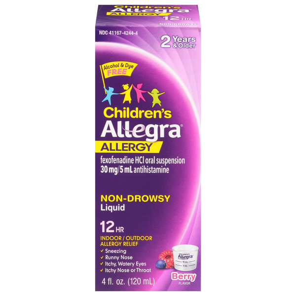Allegra Allergy Relief, 12 Hr, Indoor/Outdoor, Children's, Berry Flavor, Liquid