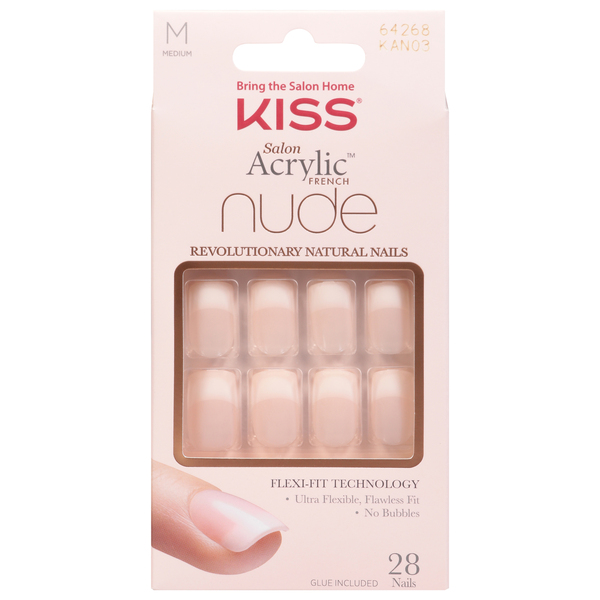 Kiss Nails, French, Nude, Medium